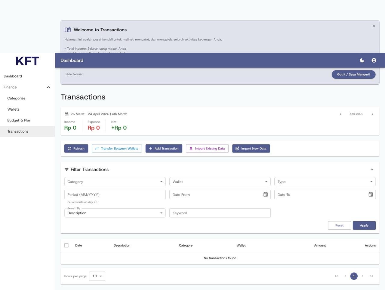 Finance Tracker Application